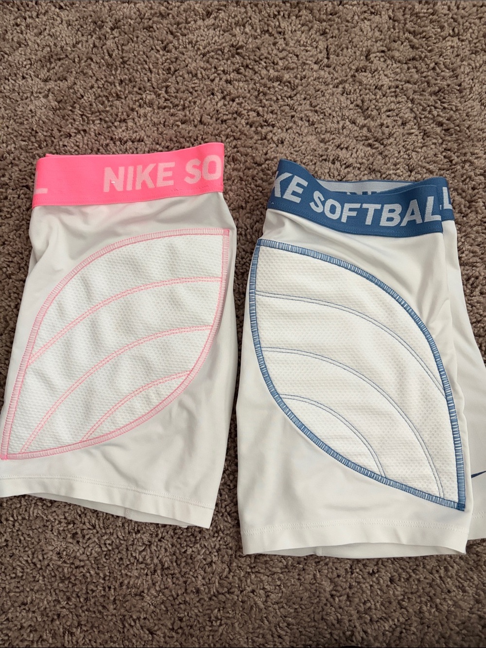 Nike Kids White Sliding Shorts with Pink and Blue Waistbands